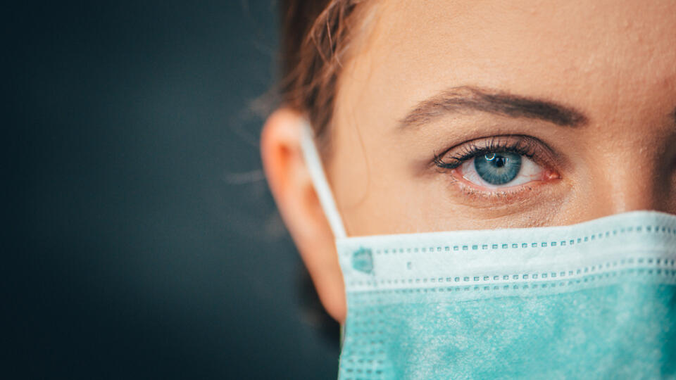 Close,Up,Portrait,Photo,,Eye,Of,Yong,Female,Doctor.,Protection