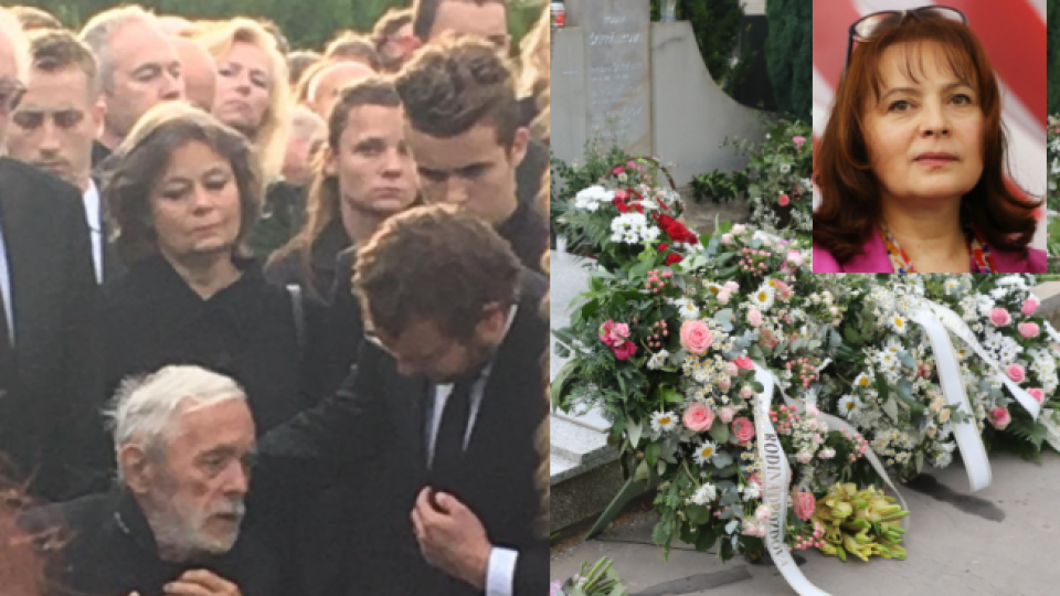 Posledná rozlúčka s Popelkou (†68). Pohľad zdrveného vdovca Josefa Abrháma nad hrobom milovanej manželky Libušky.