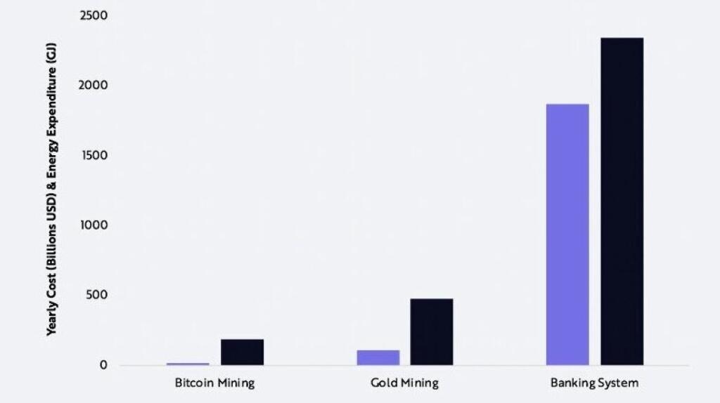 Náklady na energie pre bitcoin, ťažbu zlata a banky