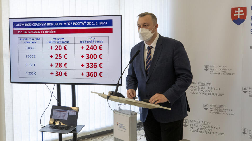 TK rodičovský bonus.
Na snímke minister práce a sociálných Milan Krajniak.