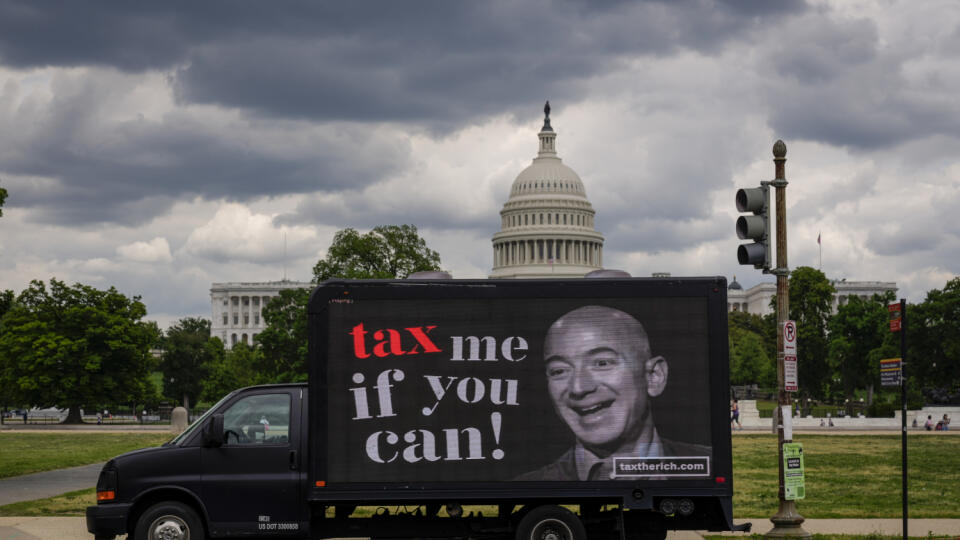 Mobile Billboard Moves Around DC In Tax Day Protest