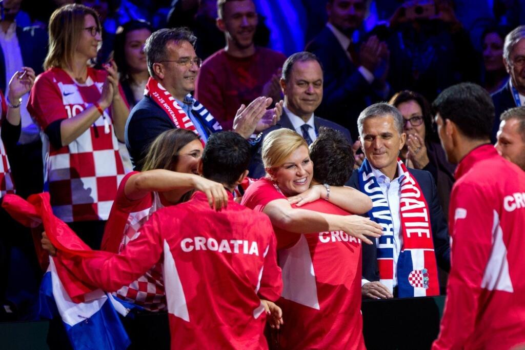 Prezidentka Chorvátska Kolinda Grabarová Kitarovičová si finále Davis Cupu užívala ako vždy.