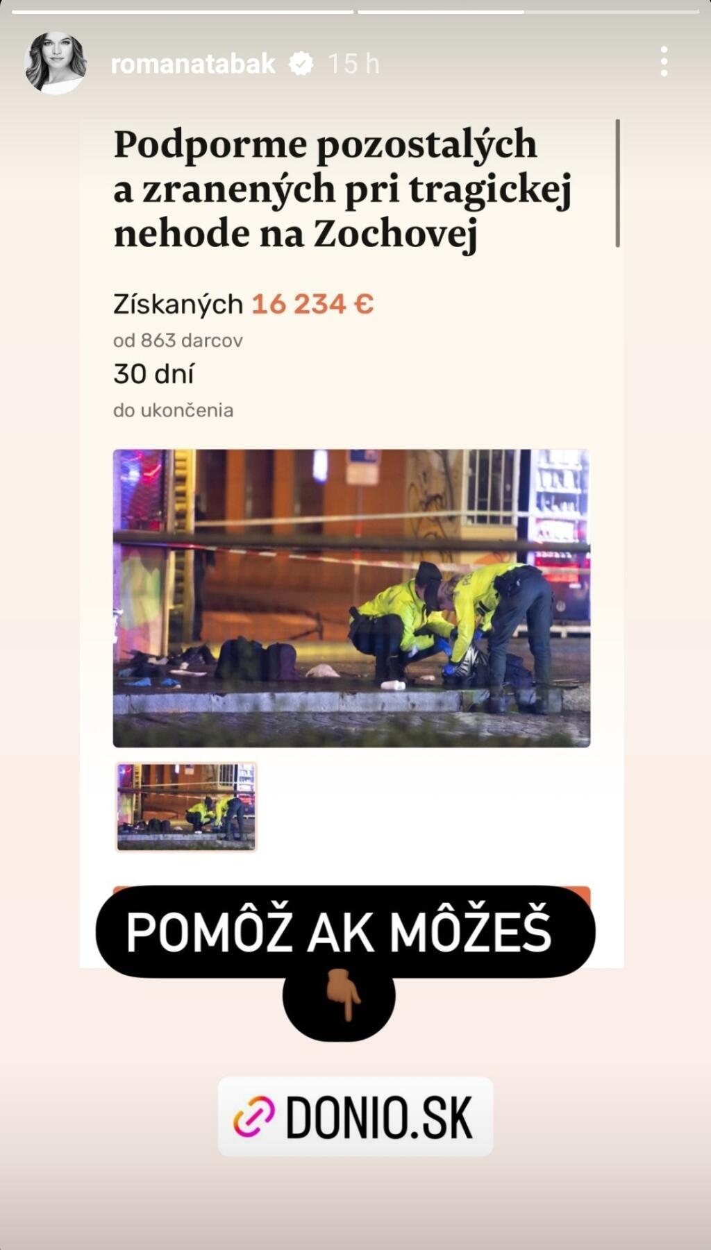 Na internete sa dokonca rozbehla zbierka pre pozostalých a zranených po nehode na Zochovej. A zapojila sa do nej aj samotná politička.