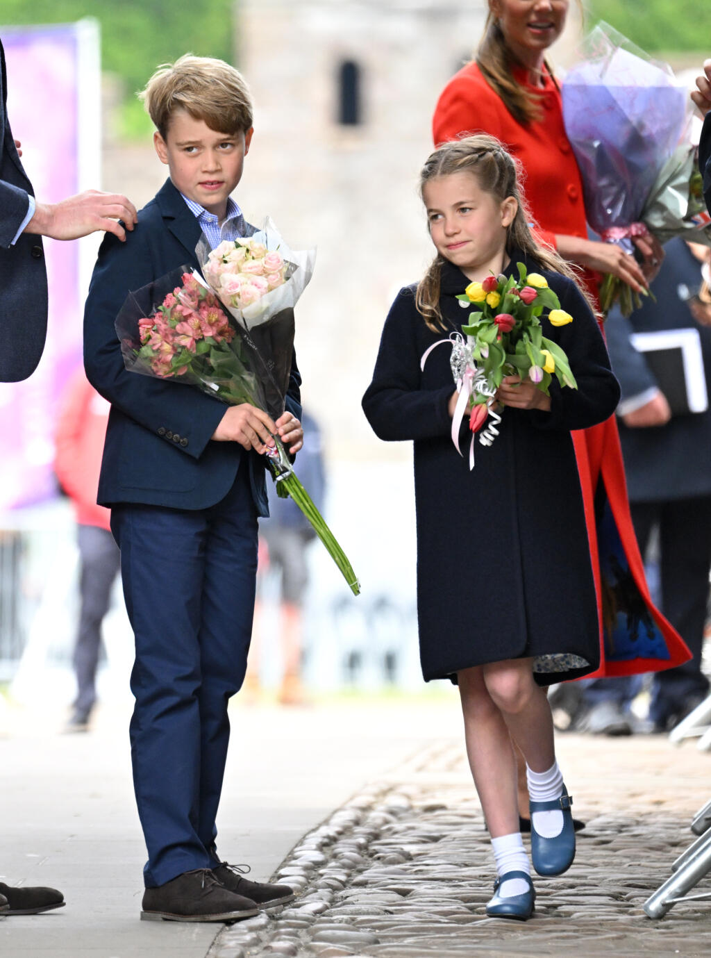 Princezná Charlotte a princ George počas svojho prvého oficiálneho podujatia mimo Londýna v Cardiffe.