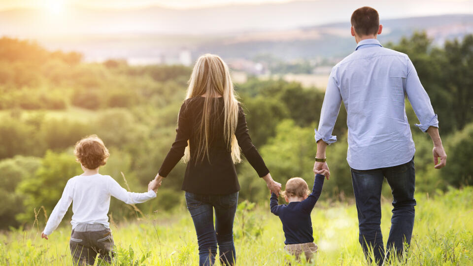 Happy,Young,Family,Spending,Time,Together,Outside,In,Green,Nature.