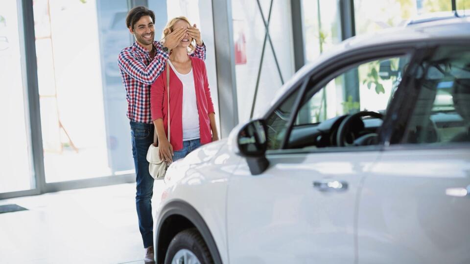 Young man bought his wife a new car, surprised for my love, Image: 266827441, License: Royalty-free, Restrictions: , Model Release: yes, Credit line: Profimedia, Stock Budget
