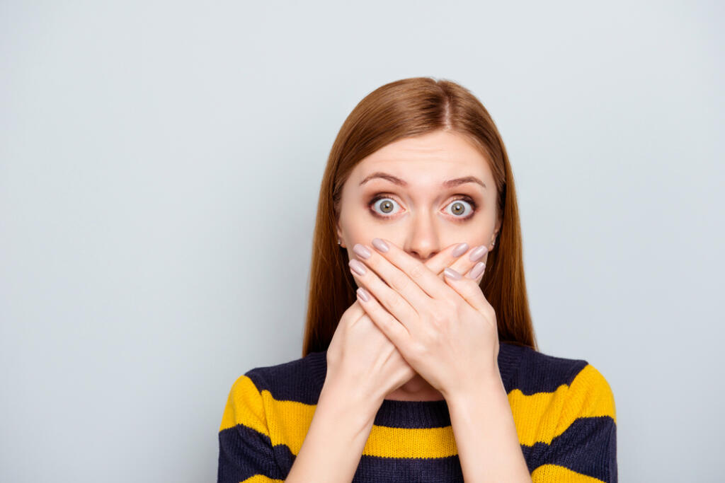 Hush,Scared,Business,People,Coughing,Big,Pop-eyed,Fashion,Concept.,Close