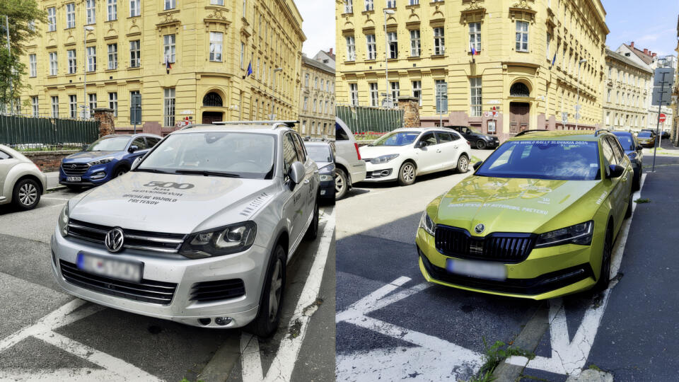 „Na hulváta“. Automobily stoja bez príslušnej nálepky.