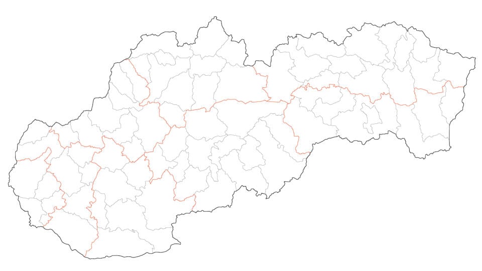 Slepá mapa Slovenska.