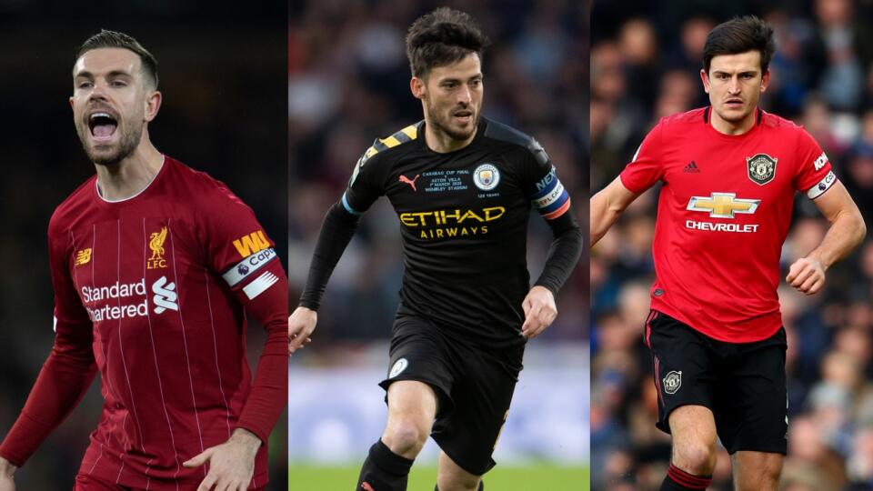 Jordan Henderson, David Silva a Harry Maguire.