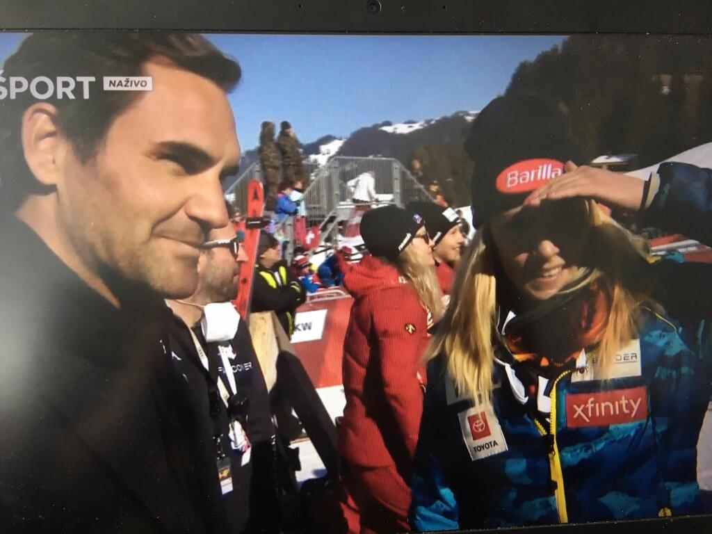 Rozhovor s Federerom v Lenzerheide si nenechala ujsť ani Shiffrinová.
