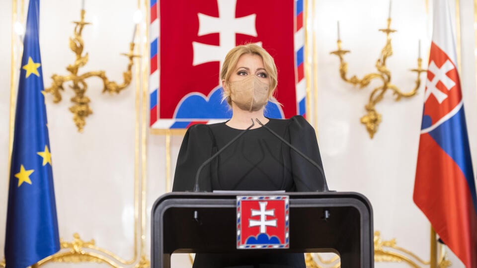 Na snímke prezidentka SR Zuzaná Čaputová počas tlačovej konferencie k aktuálnej politickej situácii v Prezidentskom paláci v Bratislave v utorok 23. marca 2021. FOTO TASR - Jaroslav Novák