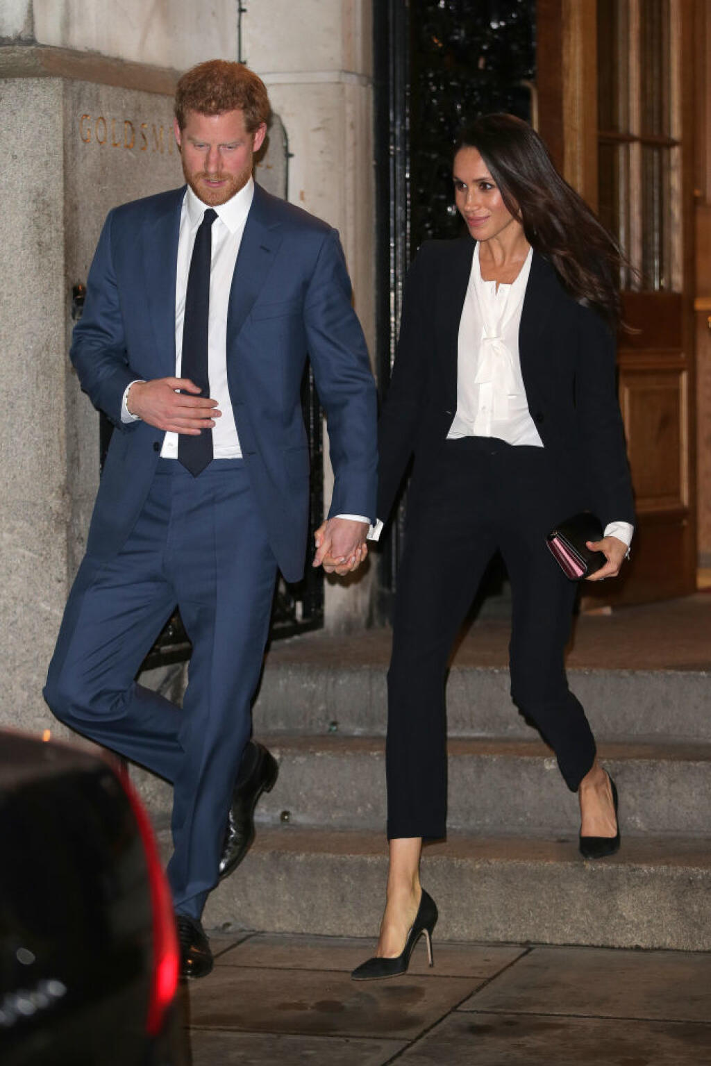 LONDON, UNITED KINGDOM - FEBRUARY 01: Prince Harry and fiance Meghan Markle leave the 'Endeavour Fund Awards' Ceremony at Goldsmiths Hall on February 1, 2018 in London, England. The awards celebrate the achievements of wounded, injured and sick servicemen and women who have taken part in remarkable sporting and adventure challenges over the last year. (Photo by Ben Stansall - WPA Pool/Getty Images)
