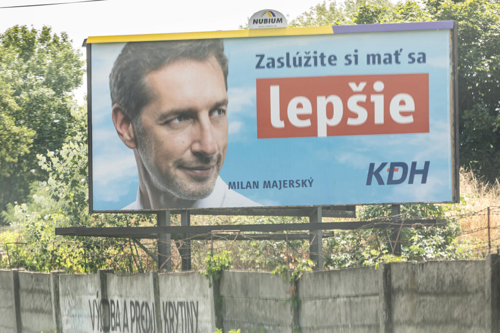 Billboard politickej strany KDH s Milanom Majerským v Bratislave.