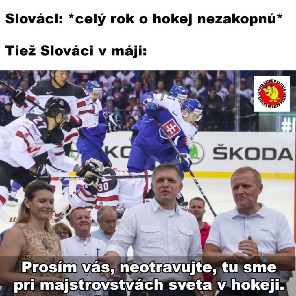 Majstrovstvá sveta v hokeji neprinášajú len krásne góly a súboje o víťazstvá, ale aj množstvo vtipov. Satirické stránky sa poriadne činia a nešetria ani našich politikov.