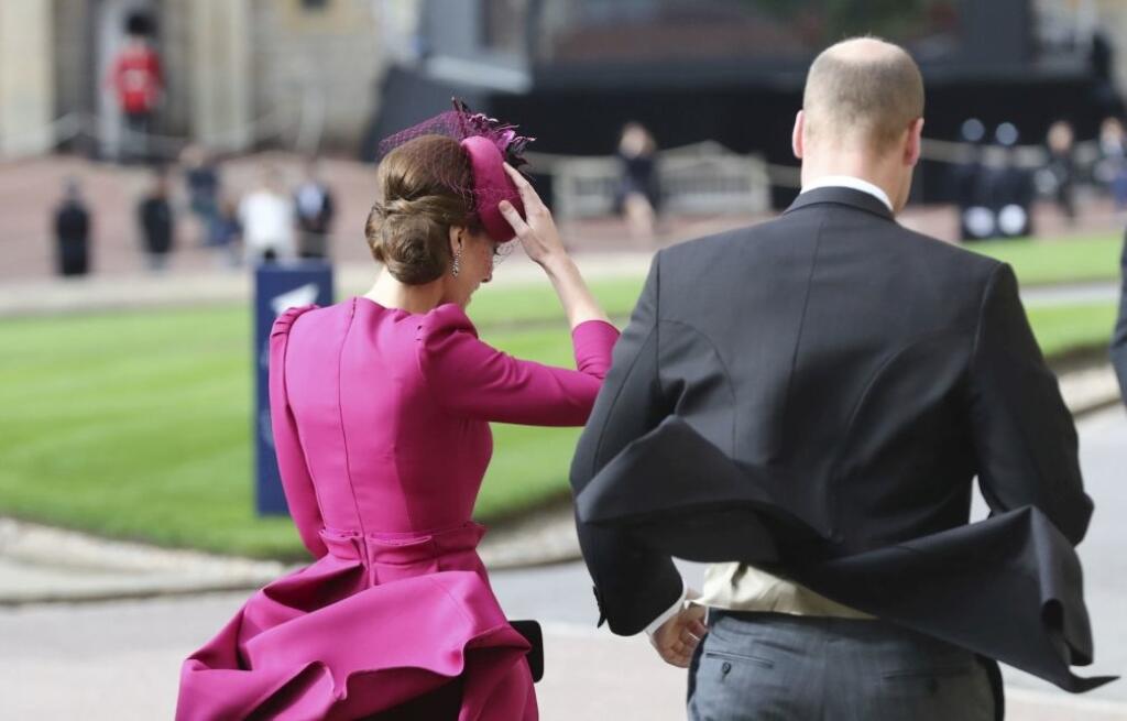Britain's Prince William and Kate, Duchess of Cambridge arrive ahead of the wedding of Princess Eugenie of York and Jack Brooksbank at St George’s Chapel, Windsor Castle, near London, England, Friday Oct. 12, 2018. (Gareth Fuller/Pool via AP)