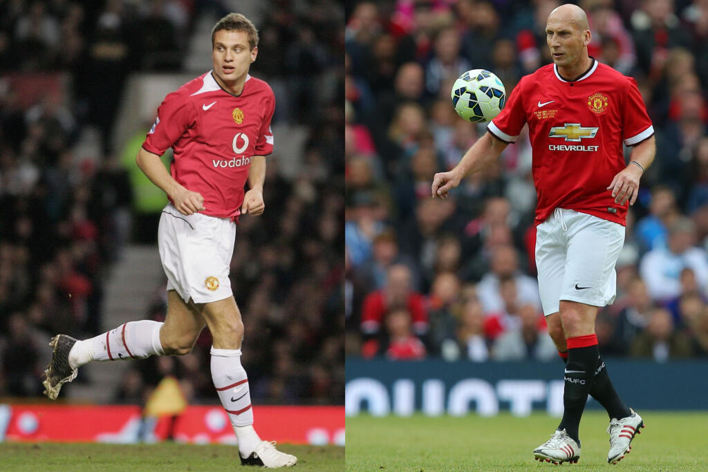 Stopéri Manchestru United Vidic (vľavo) a Stam.