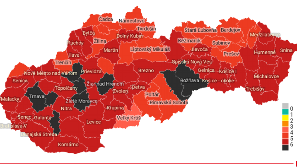 Aktuálna mapa covid automatu.