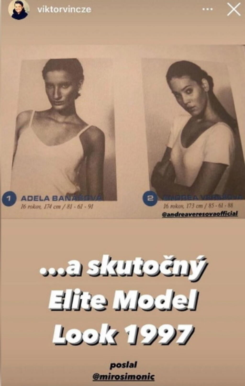 Adela a Andrea na finále súťaži Elite Modele Look 1997