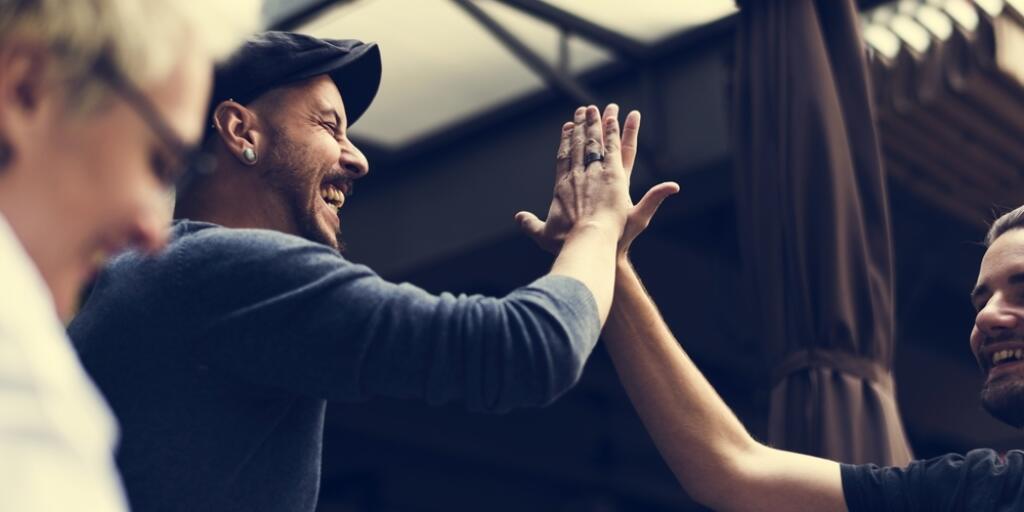 Men,Hands,High,Five,Meeting,Greeting