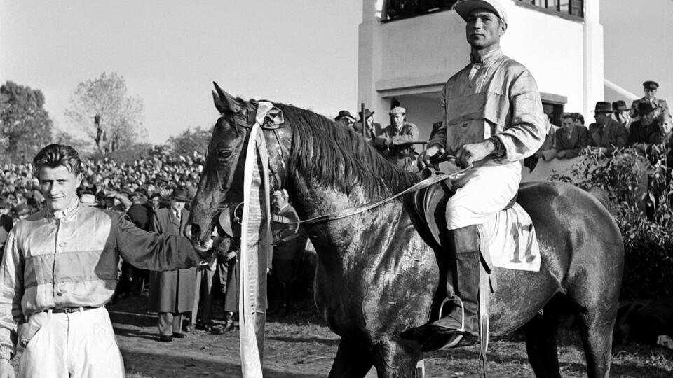 PREKVAPENIE Z TOPOĽČIANOK Víťazná dvojica 66. ročníka Veľkej pardubickej 19/51 Furioso XIV s jazdcom Jozefom Čajdom.