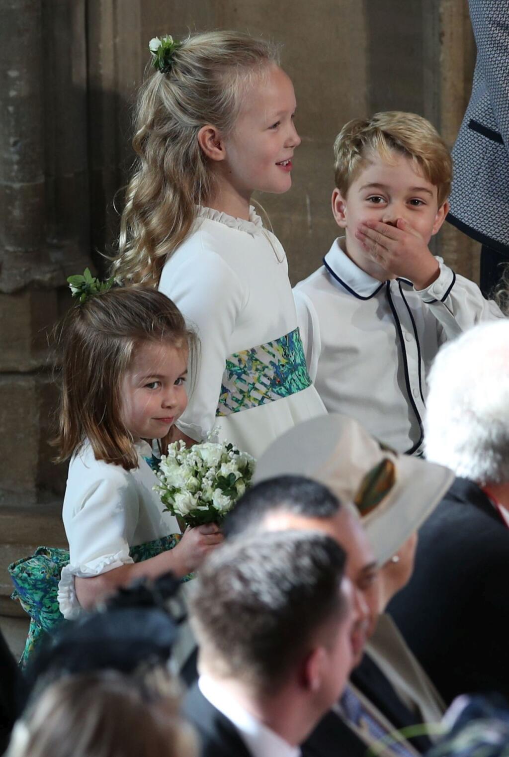 Princezná Charlotte a princ Geirge na svadbe princeznej Eugenie.