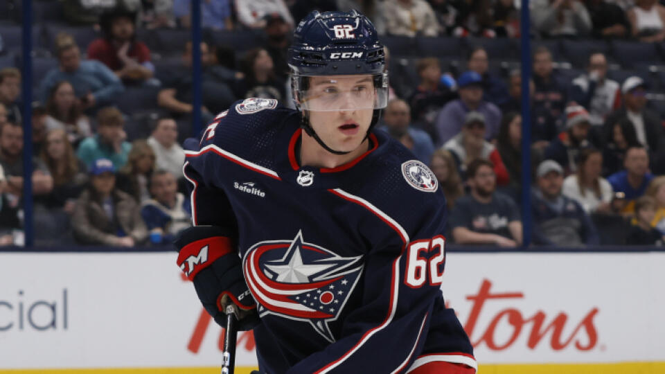 Samuel Kňažko z Columbusu Blue Jackets počas zápasu zámorskej NHL Columbus Blue Jackets - Buffalo Sabres.