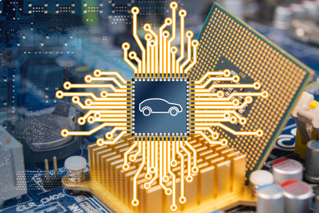 An,Illustration,Representing,A,Computer,Circuit,Board,And,A,Car