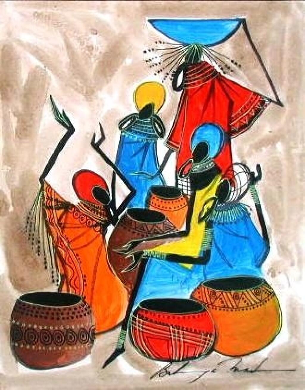 Африканские картины на веревках