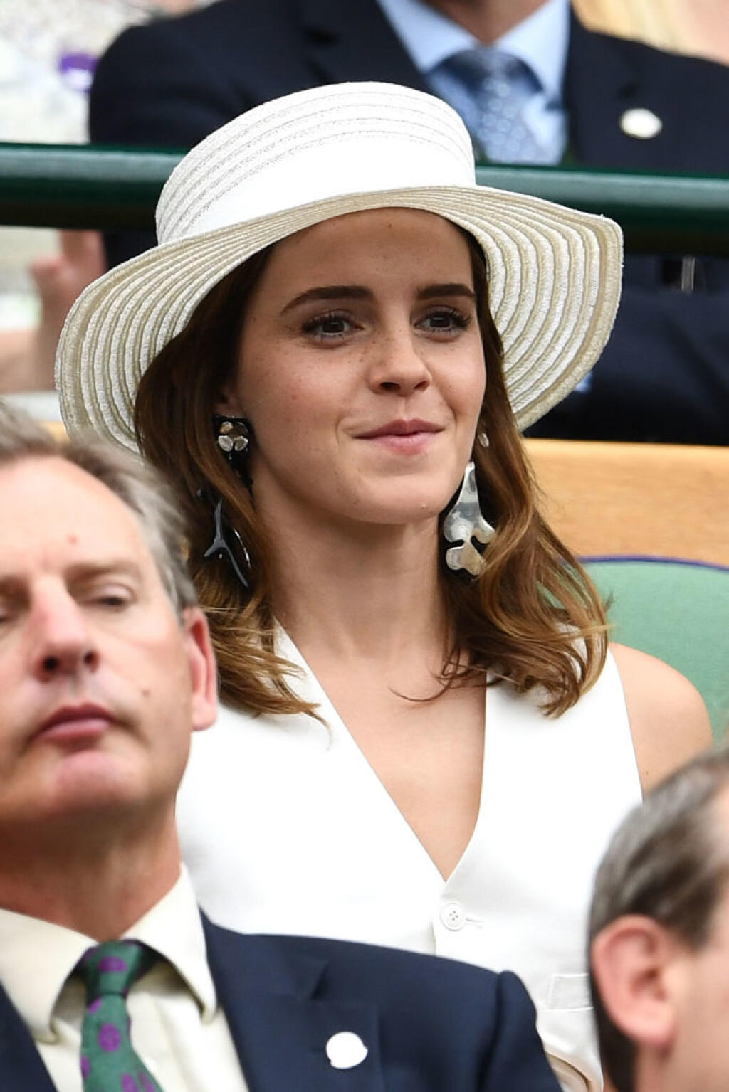 LONDON, ENGLAND - JULY 14: Emma Watson attends day twelve of the Wimbledon Lawn Tennis Championships at All England Lawn Tennis and Croquet Club on July 14, 2018 in London, England. (Photo by Clive Mason/Getty Images)