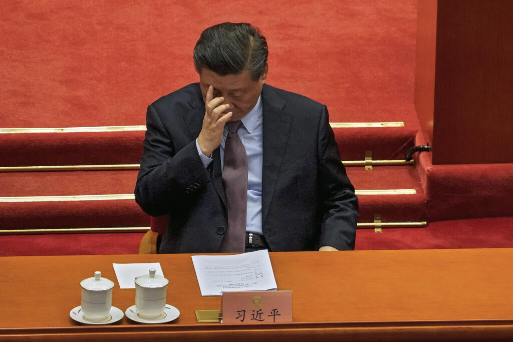 EBE 43 Peking - Na snímke čínsky prezident Si Ťin-pching počas otvorenia konferencie Celočínskeho zhromaždenia ľudových zástupcov (CPPCC) v Pekingu 4. marca 2021. FOTO TASR/AP
Chinese President Xi Jinping attends the opening session of Chinese People's Political Consultative Conference (CPPCC) at the Great Hall of the People in Beijing, Thursday, March 4, 2021. (AP Photo/Andy Wong)