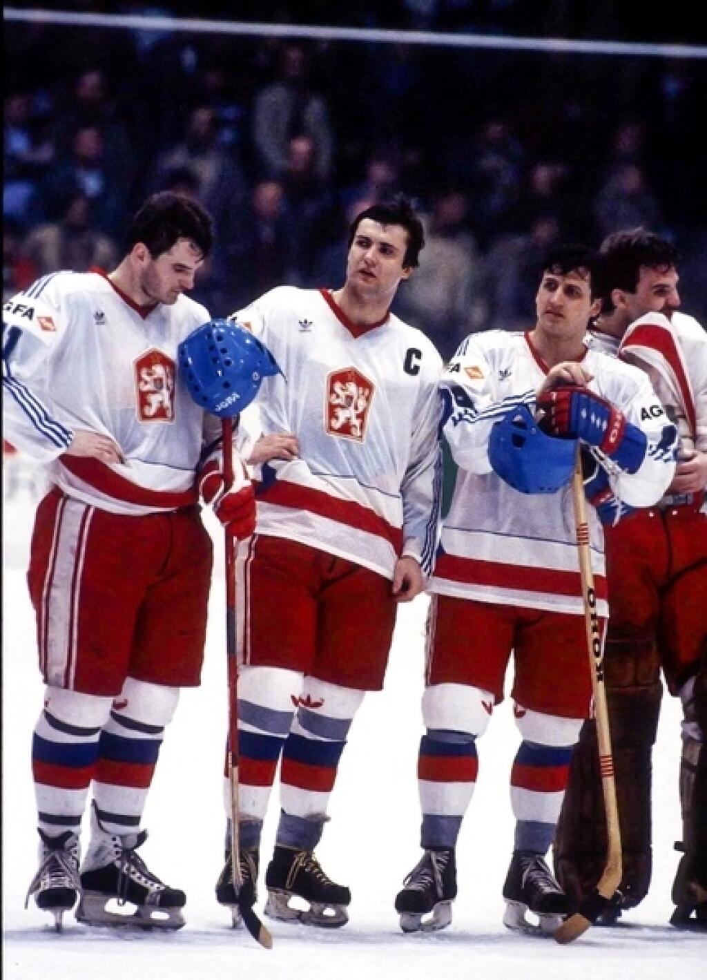 Zlatí chlapci z Prahy 1985. Zľava Igor Liba, Dárius Rusnák a Vincent Lukáč.