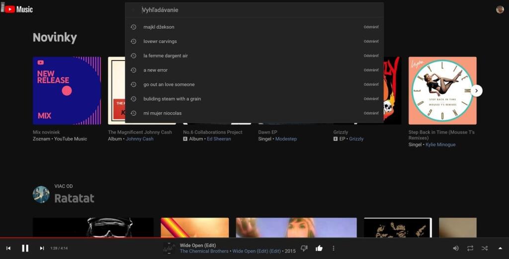 Vyhľadávanie v YouTube Music Premium