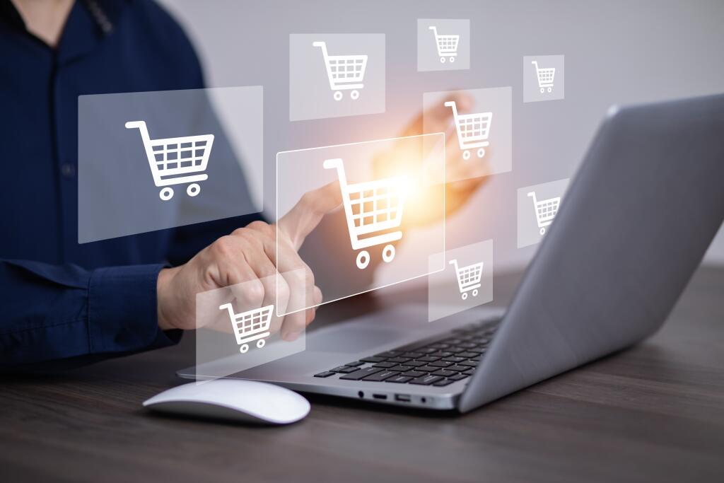 Online,Shopping,Concept,,Marketplace,Website,With,Virtual,Interface,Of,Online