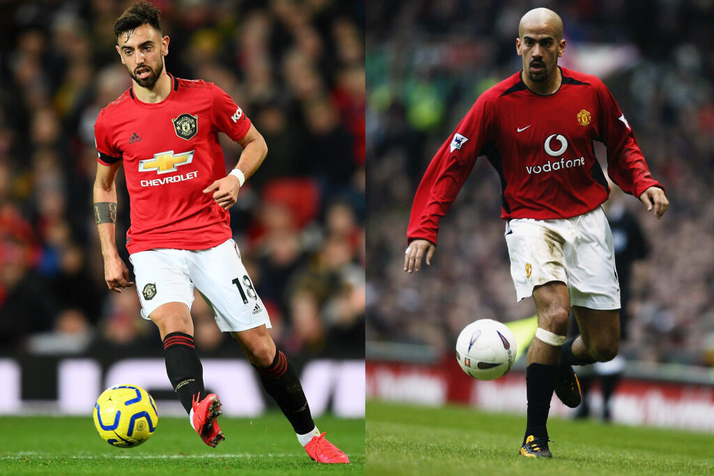 Strednopoliari zostavy snov Manchestru United - Fernandes (vľavo) a Veron.