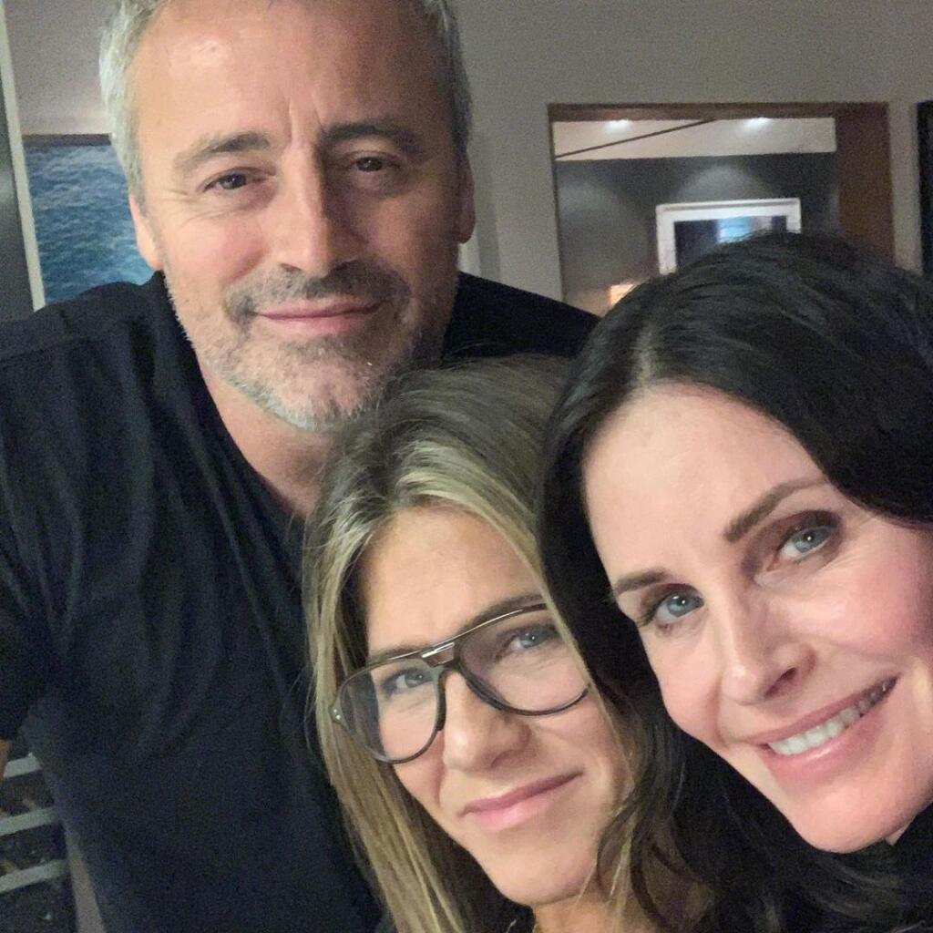 Matt LeBlanc (Joey), Jennifer Aniston (Rachel) a Courteney Cox (Monica)