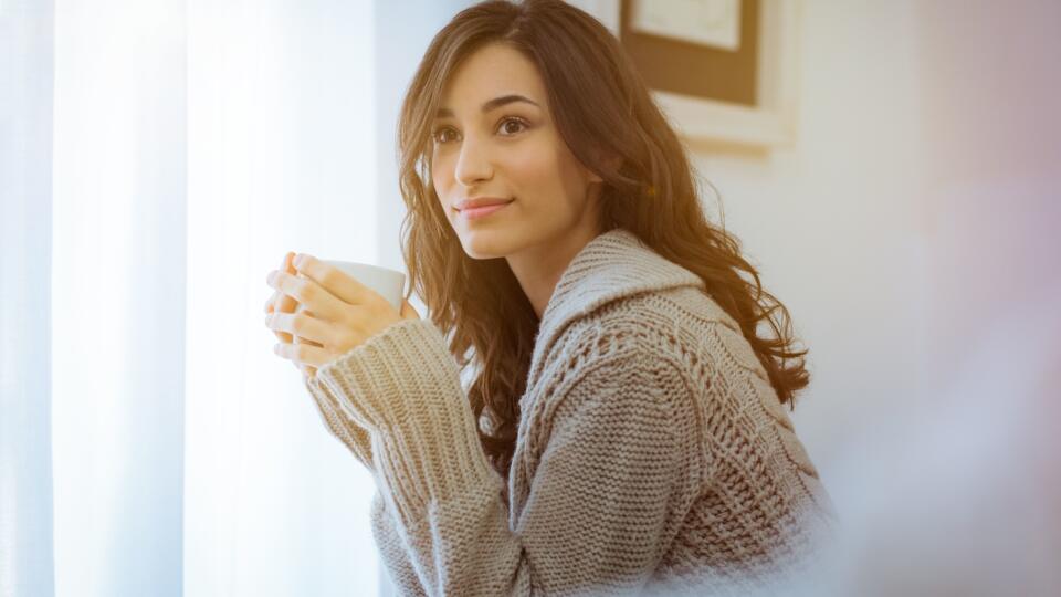 Woman enjoying morning coffee