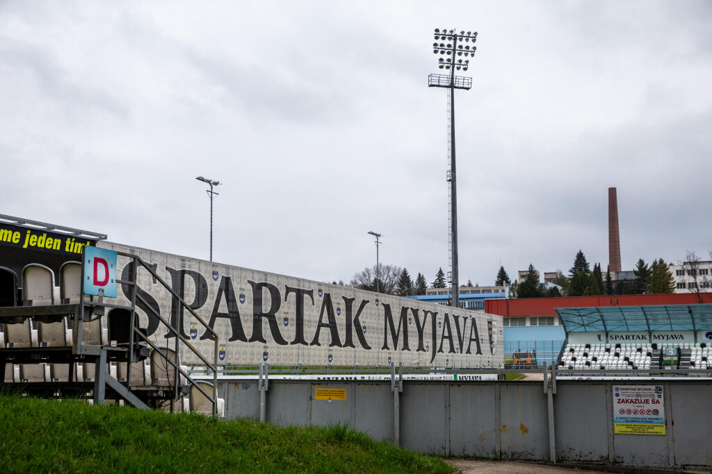 Na snímke je areál štadióna Spartak Myjava kde pôsobil Kristián Karika.