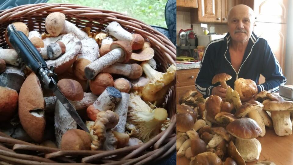 František so svojím hríbovým úlovkom.
