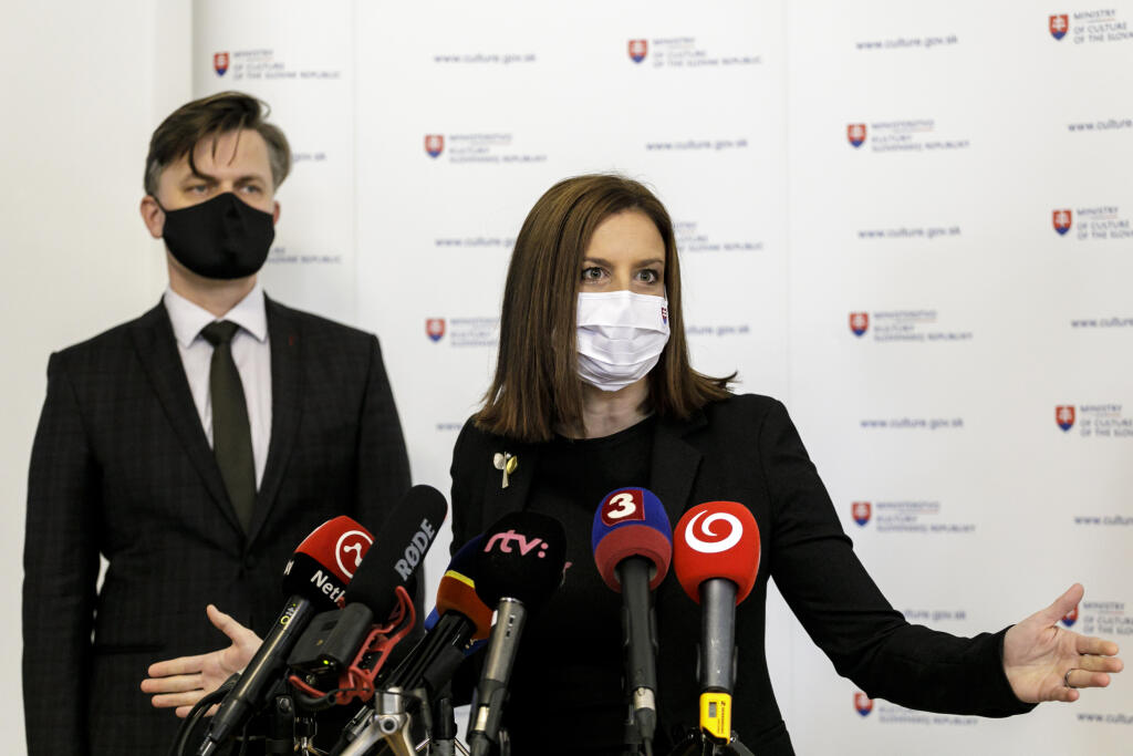 Natália Milanová, Jozef Kovalčik tlačová konferencia k spusteniu novej dotačnej schémy ministerstva kultúry