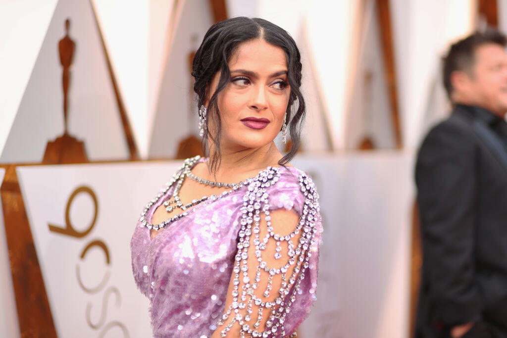 Salma Hayek pred odovzdávaním Oscarov.