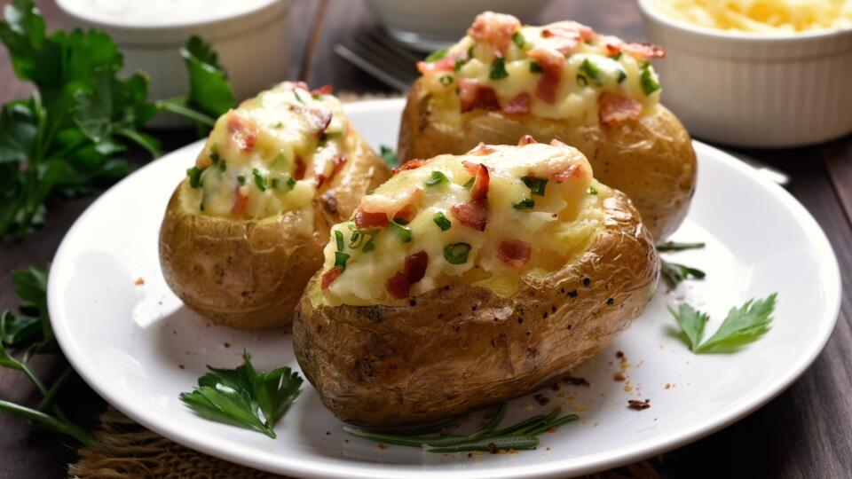 Stuffed potato with bacon