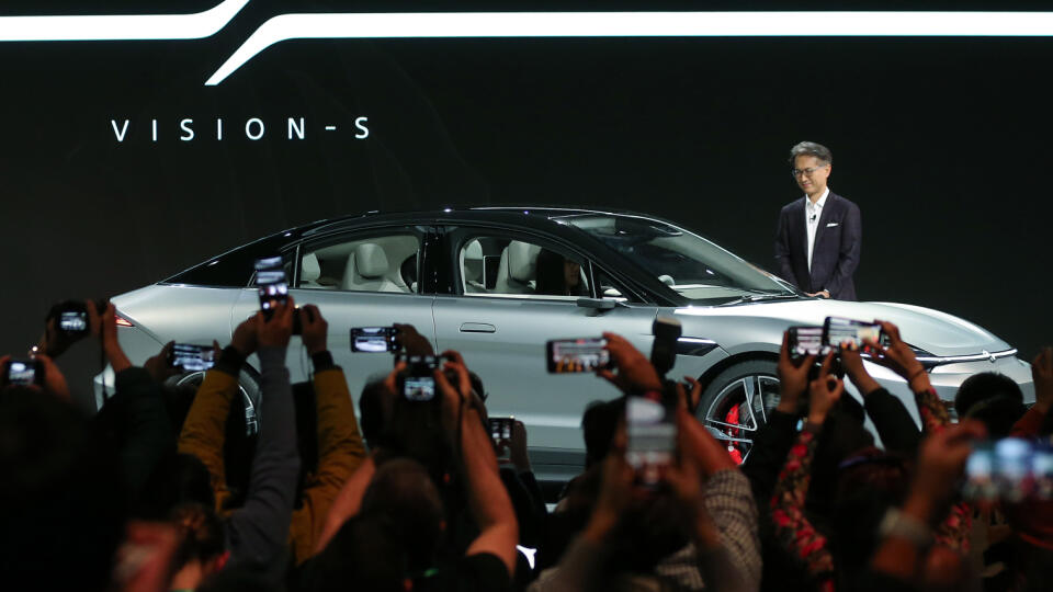 LAS VEGAS, NEVADA - JANUARY 06: Sony President and CEO Kenichiro Yoshida unveils the Sony Vision-S electric concept car during a Sony press event for CES 2020 at the Las Vegas Convention Center on January 6, 2020 in Las Vegas, Nevada. CES, the world's largest annual consumer technology trade show, runs January 7-10 and features about 4,500 exhibitors showing off their latest products and services to more than 170,000 attendees. (Photo by Mario Tama/Getty Images)