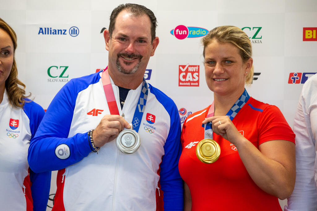 Olympijský festival “ TOKYO 2020” v areáli športového strediska v Šamoríne, kde privítali slovenských medailistov. Na snímke je Rory Sabbatini a Zuzana Rehák-Štefečeková.