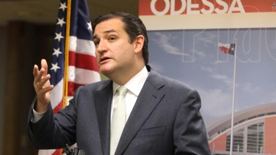 Senator Ted Cruz speaks to members of the media about how he thinks the country needs to move forward economically after his meeting with the Odessa Chamber of Commerce on Tuesday, Dec. 3, 2013 at the chamber offices in Odessa, Texas. (AP Photo/Odessa American, Ryan Evon)