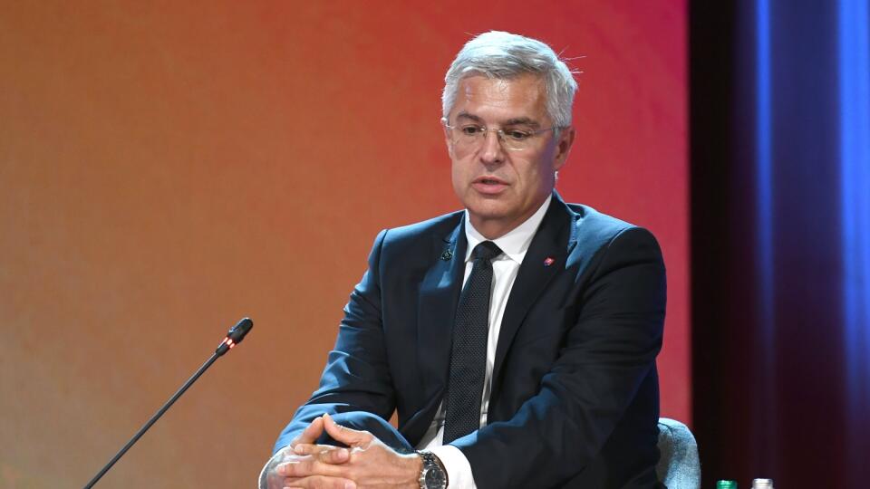 WA 6 Bled - Minister zahraničných vecí a európskych záležitostí SR Ivan Korčok počas panelovej diskusie na Bledskom strategickom fóre v Slovinsku v pondelok 31. augusta 2020. FOTO TASR/STA - Tamino Petelinsek
Bled, Festivalna dvorana.
Strateski forum Bled 2020.
Panel zunanjih ministrov.
Slovaski zunanji minister Ivan Korcok.