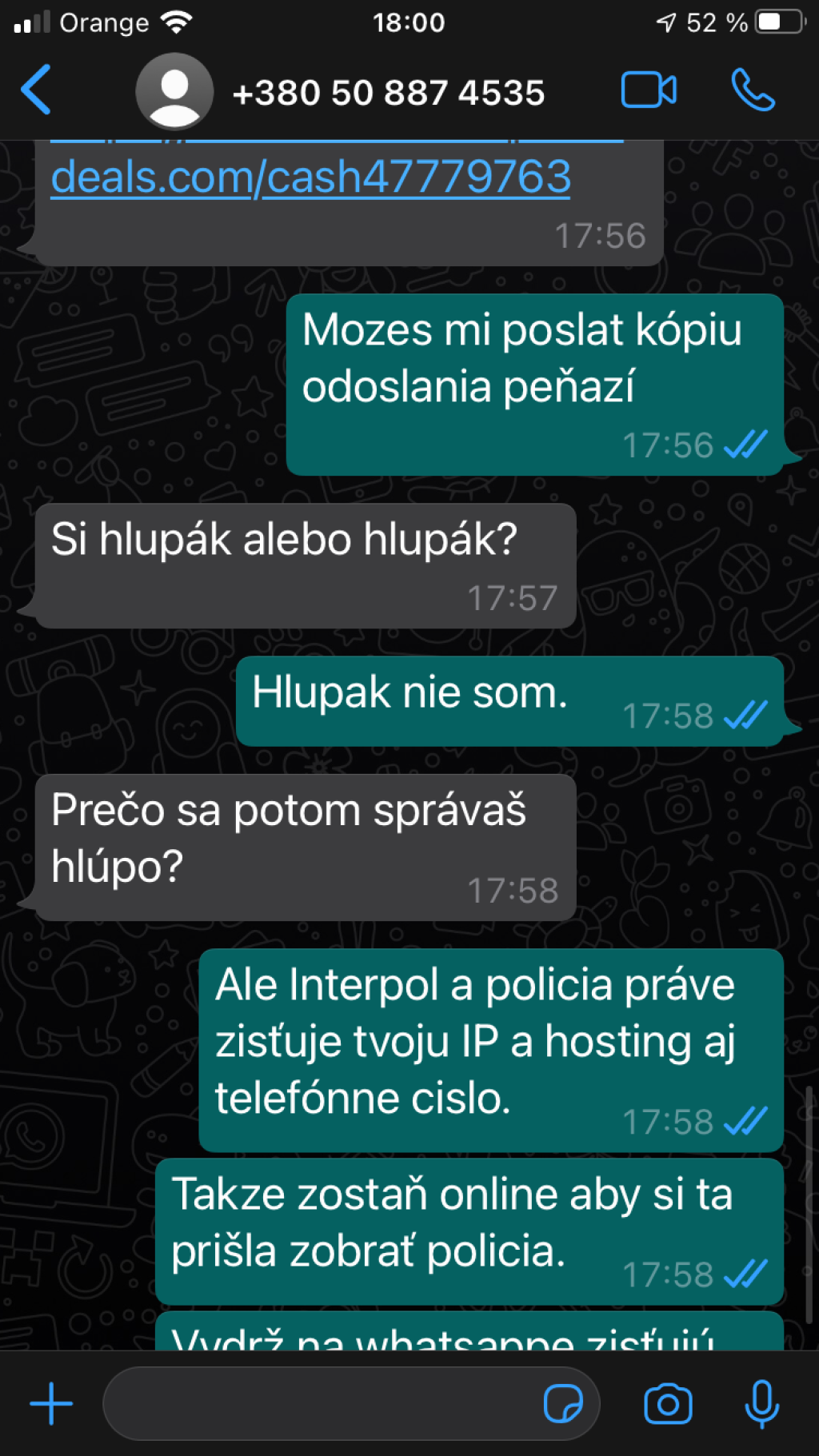 Mário postup podvodníkov zdokumentoval.