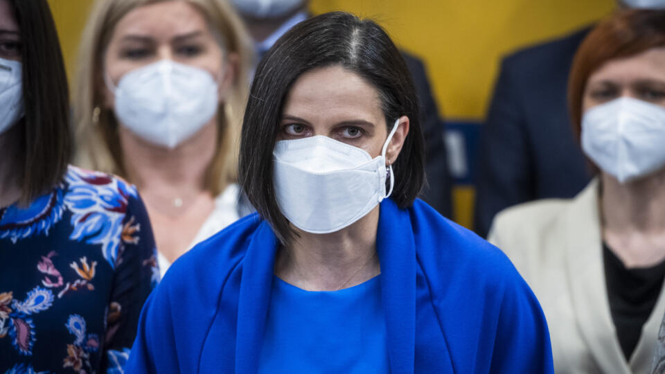 Na snímke ministerka spravodlivosti SR a podpredsedníčka Za ľudí Mária Kolíková počas tlačovej konferencie strany Za ľudí k aktuálnej politickej situácii, kde oznámila svoju demisiu v Bratislave 23. marca 2021. FOTO TASR -Jaroslav Novák
