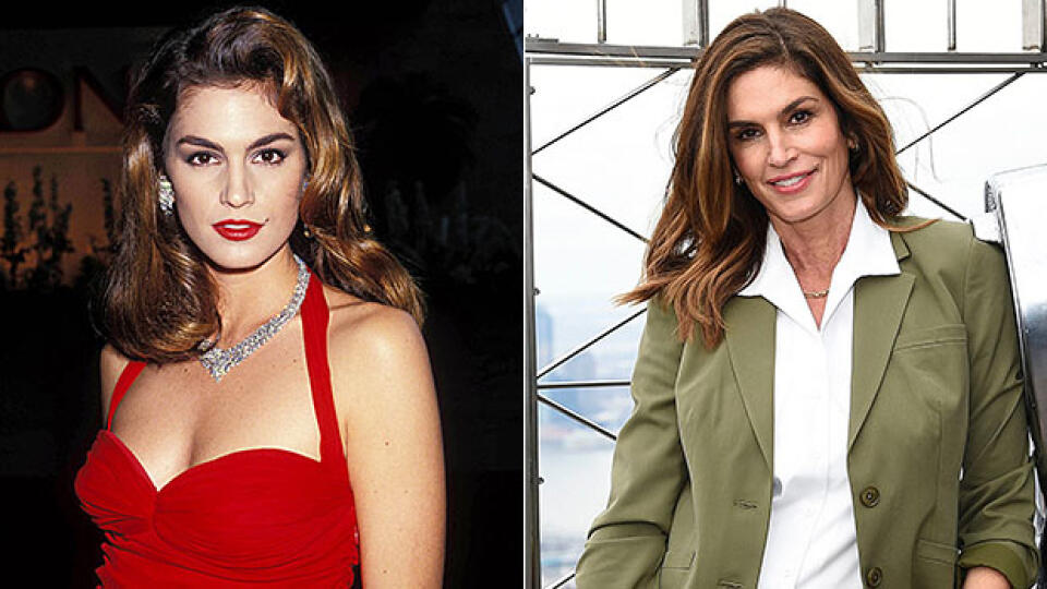 Cindy Crawford vtedy a dnes. Hoci záber delí asi tridsať rokov, zmeny nie sú veľké.