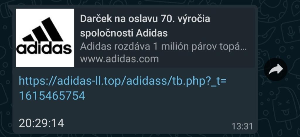 Nebezpečný link z platformy WhatsApp